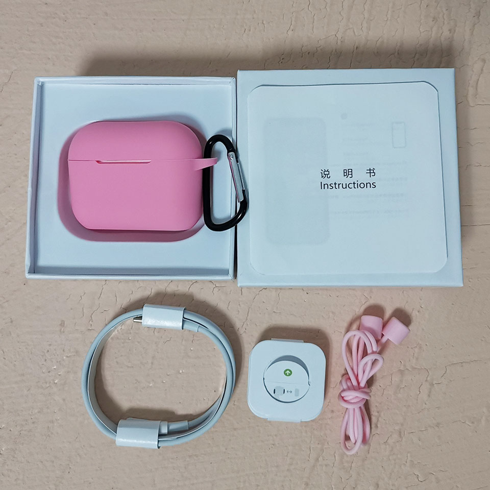 40db anc air15 plus tws 1:1 air3 com texto fones de ouvido sem fio bluetooth airoha 1562f pk 1562a i99999 plus i900000 max: With Pink case