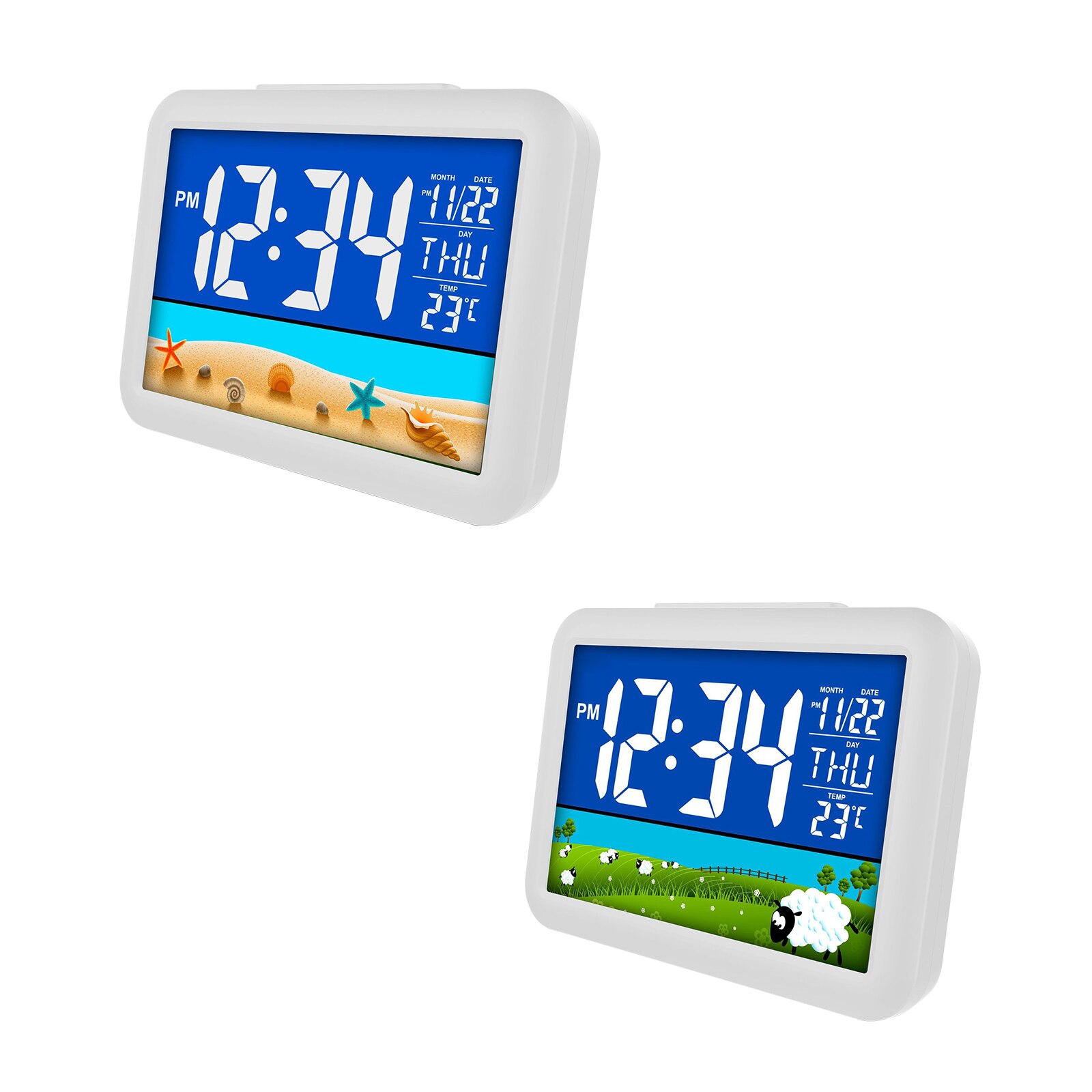 Color Screen Alarm Clock Digital Alarm Clock Black Table Clock Rectangular Alarm Clock For Home Office Hotel