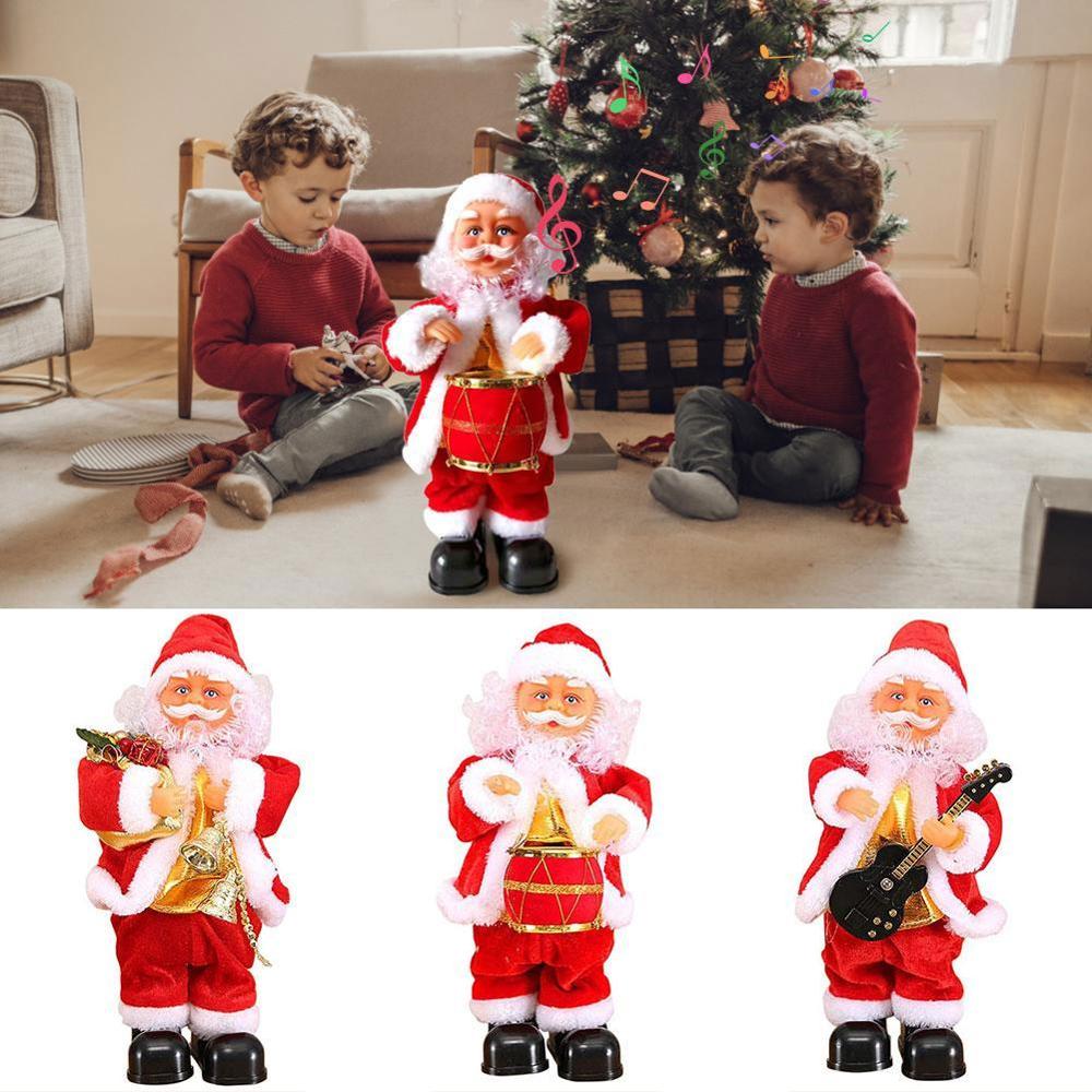 Elektrisk santa claus dukke legetøj julesang xmas belysning dukke musikalsk dans legetøj til børn santa