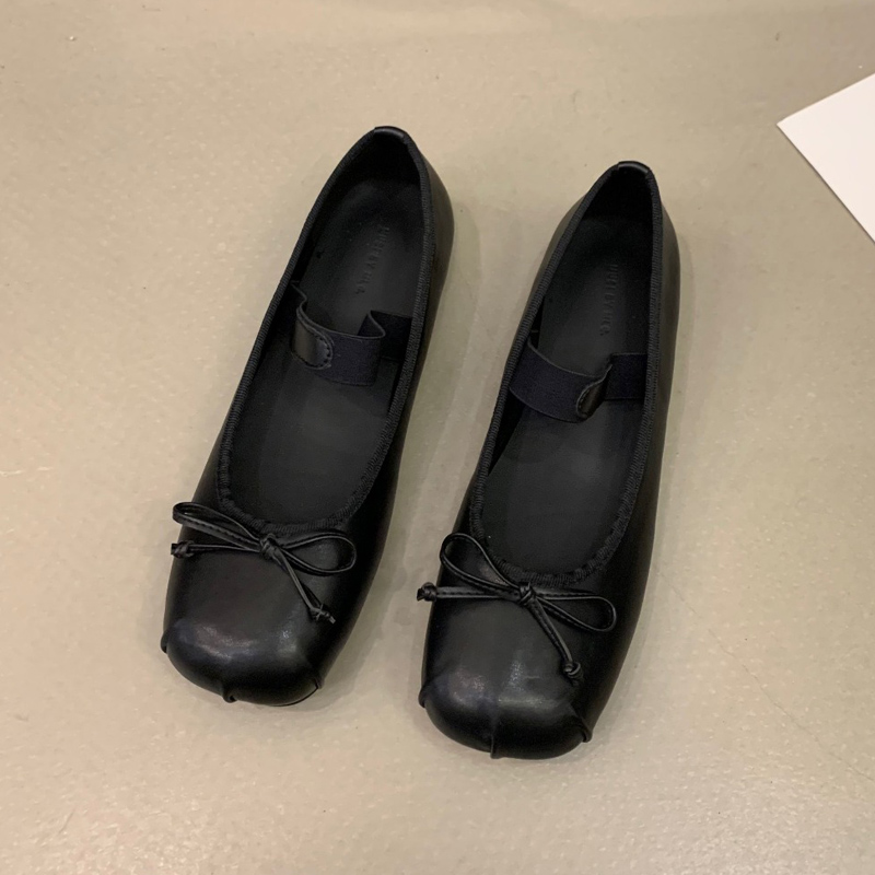 2023 scarpe da balletto di seta di raso di lusso donna classica punta quadrata papillon fascia elastica ballerine mocassini morbidi da donna: Black / 37
