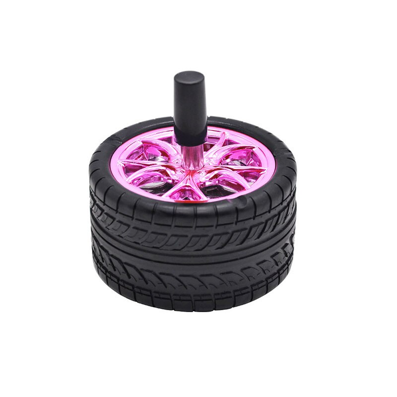 Diameter 98mm Rubber Wheel Ashtray with Portable Handle Lid Two Layer Metal Ash Storage Container Car Tire Ashtray