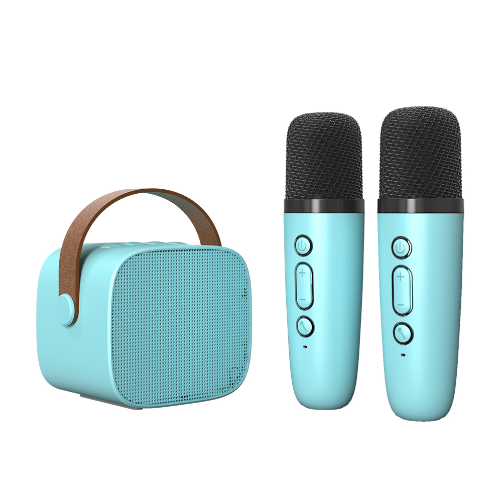 Luidsprekermicrofoons Bluetooth Karaoke-machine Miniluidspreker 5.3 PA-systeem Draagbare Bluetooth-luidspreker met draadloze microfoon voor thuis: Paars