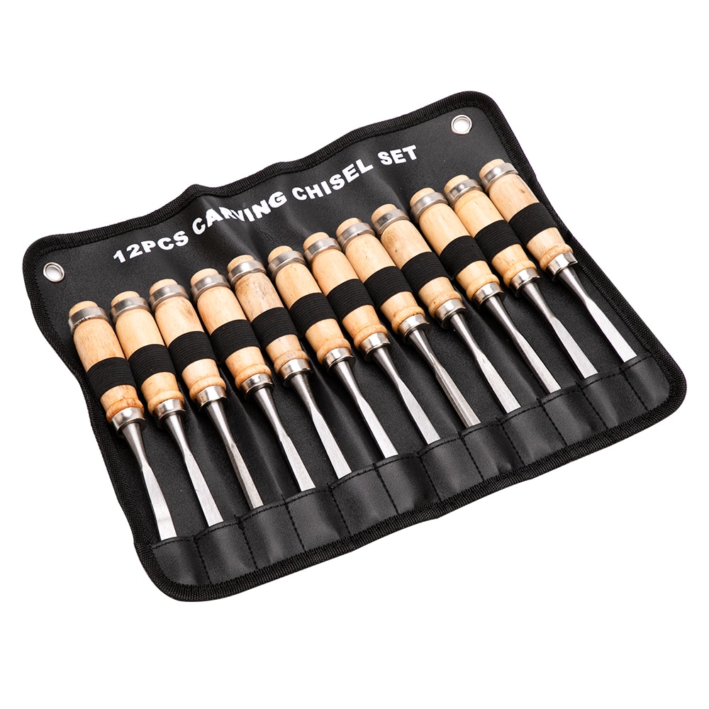 12 Pcs/bag Carving Chisel Sharp Woodworking Tools Carrying Case Manual Wood Carving Hand Tools Set For Carpenters