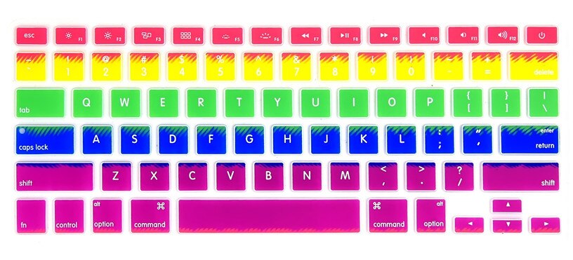Für Apfel Mac Macbook Profi 13 15 17 Luft 13 Retina 13 UNS Layout Silikon Blume Aufkleber Regenbogen Tastatur Abdeckung tastatur Haut Schutz: Rahmen Regenbogen