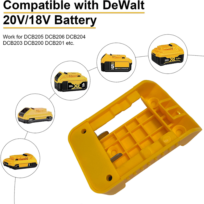 Bärbar laddareadapter för makita/dewalt/milwaukee 18v litiumjonbatteri med usb typ-c-batterihållare, usb-laddare, nyaste
