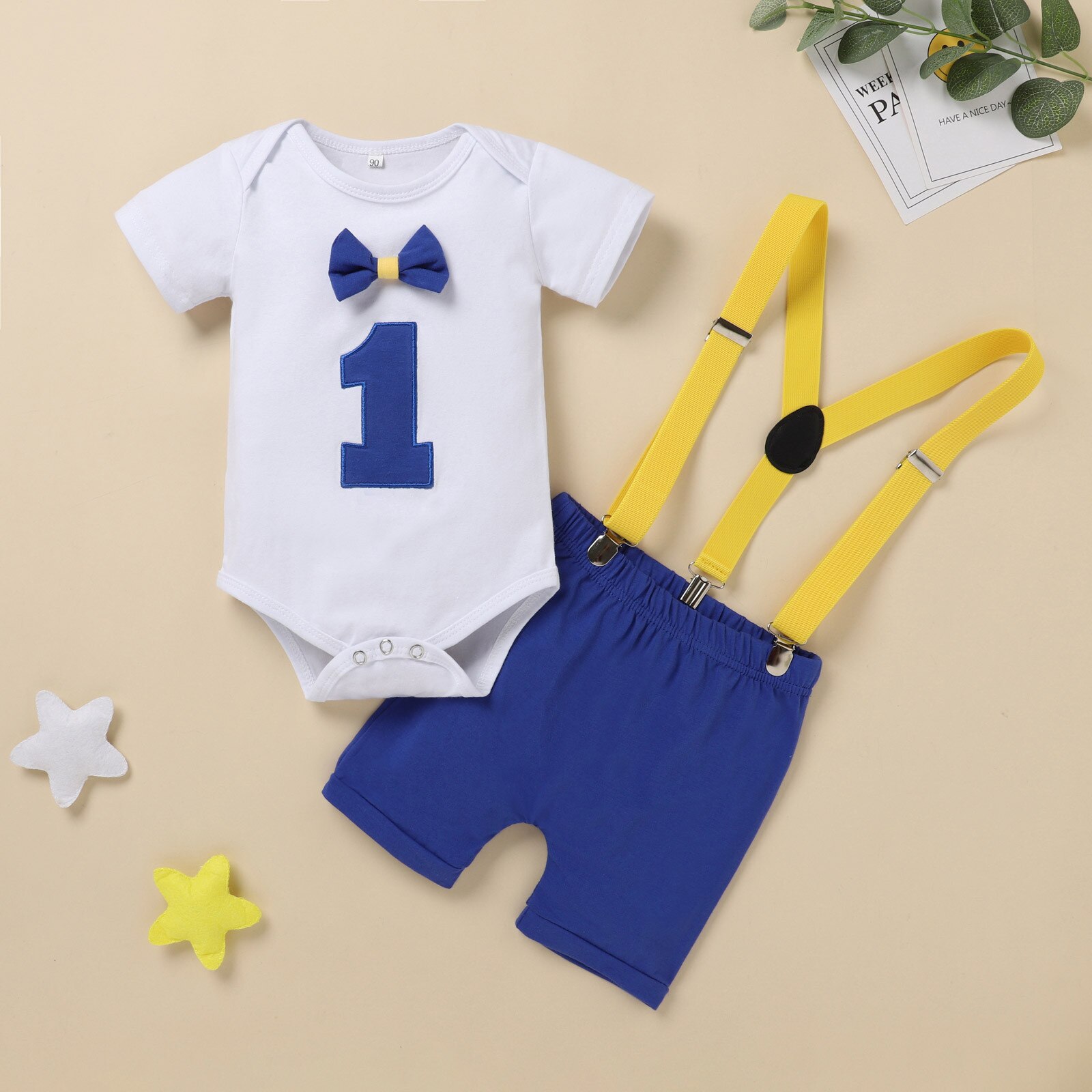 My 1st Birthday – ensemble de vêtements pour bébés garçons, barboteuse à nœud papillon, tenue pour nourrissons