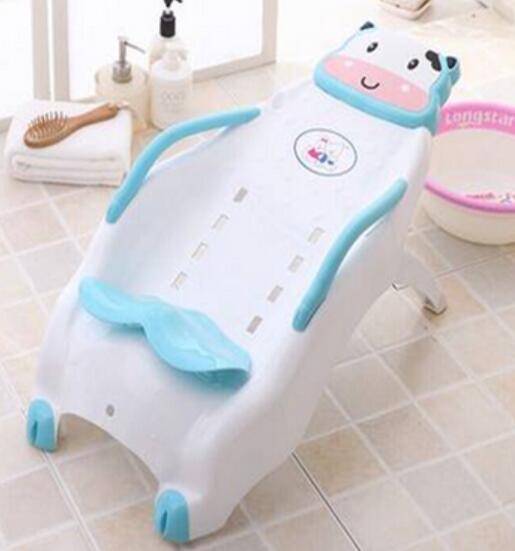 Baby Shampoo Chair Seat Bathroom Shower Hair Washing Toddler Shampoo Holder Holding Chair For Kids: Blue