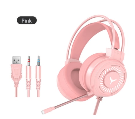 Udj Bedrade Headset Met Microfoon Computer Game PS4 PS5 Fifa 21 Fanatic Gamer Usb Microfoon Kleurrijke Verlichting Subwoofer Surr: red