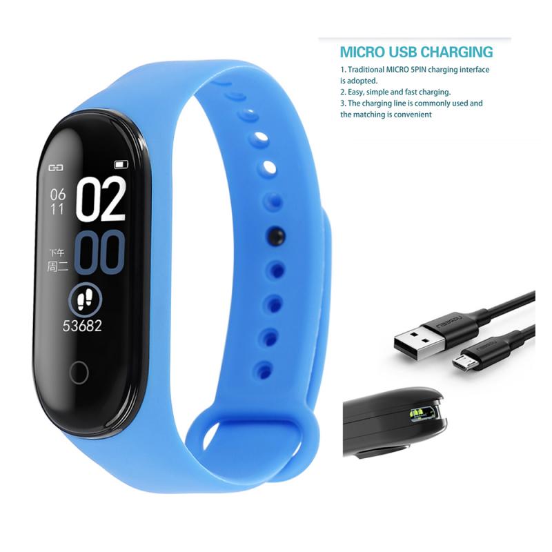 M4 Smart Watch Band Sport Tracker orologi Smart Bracelet Health Watch Fitness Wristband pressione sanguigna cardiofrequenzimetro: blue