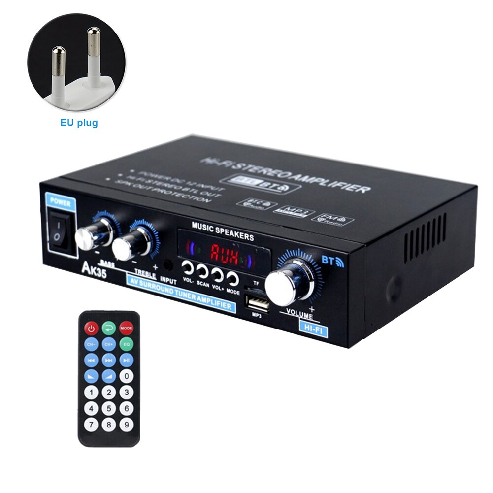 AK35 Mini Bluetooth 5,0 Stereo Hause Multifunktionale Digital Verstärker Eisen HIFI Dual Kanal umgeben Klang Fernbedienung: EU