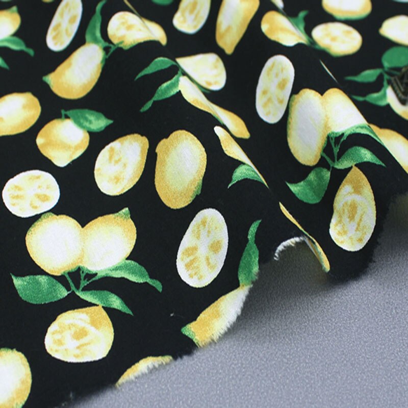 100% liso de popelina de algodón fruta fresca de naranja con estampado de limones de tela popelina de algodón 50x140cm tela de cuadros Patchwork