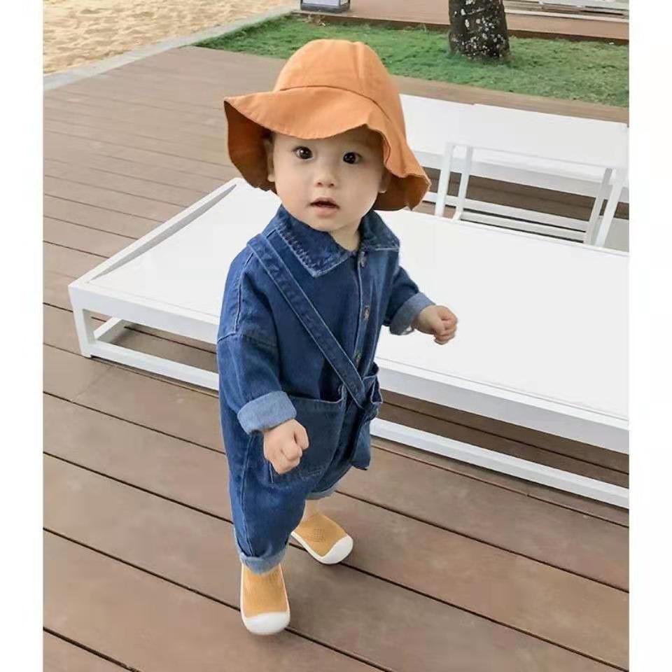 Baby Jumpsuit Autumn Style Boy Spring Romper Children's Clothes Denim: Blue / 3T