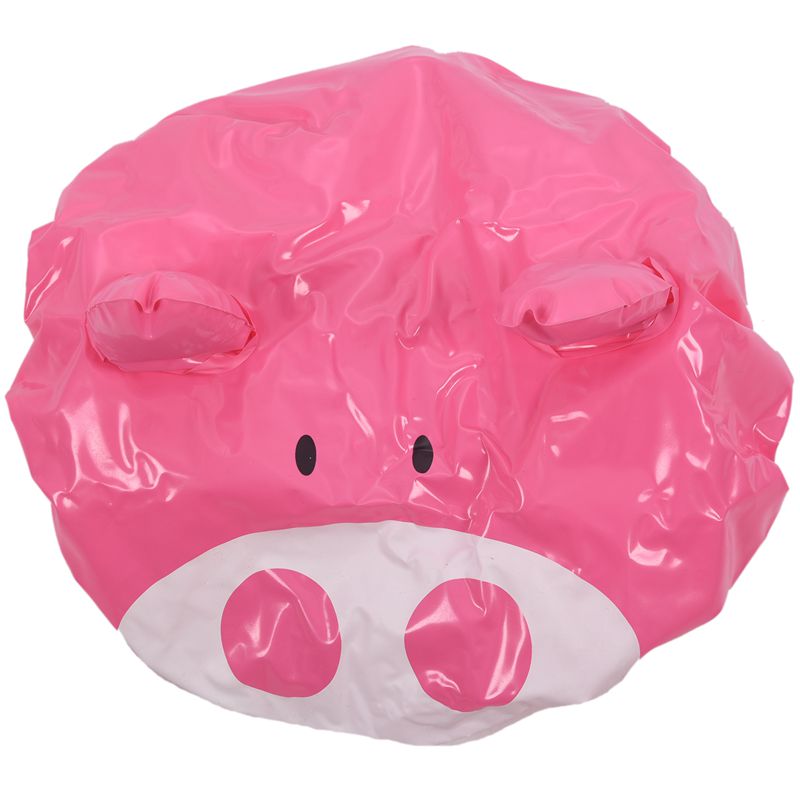 Novelty Animal Waterproof Shower Cap Bath Dry Hair Cover Protector Hat Pink: Default Title