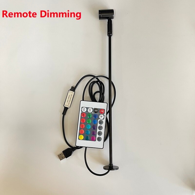 Etrnled usb led rgb spotlight mini downlight teto controle remoto pode ser escurecido luz do ponto armário de jóias vitrine lâmpada contador: Remote Control Long / 3W / black
