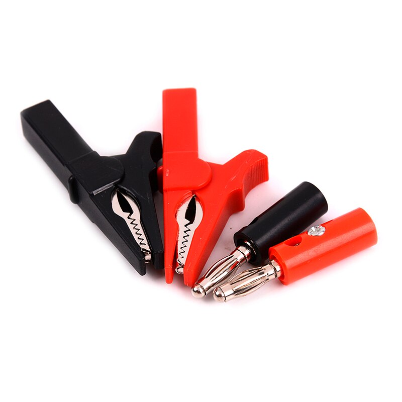 4 Stks/set Alligator Clips + Banana Plug Test Probe Met 4Mm Banaan Plug Kabel Clips Rood + Zwart 43mm/55Mm