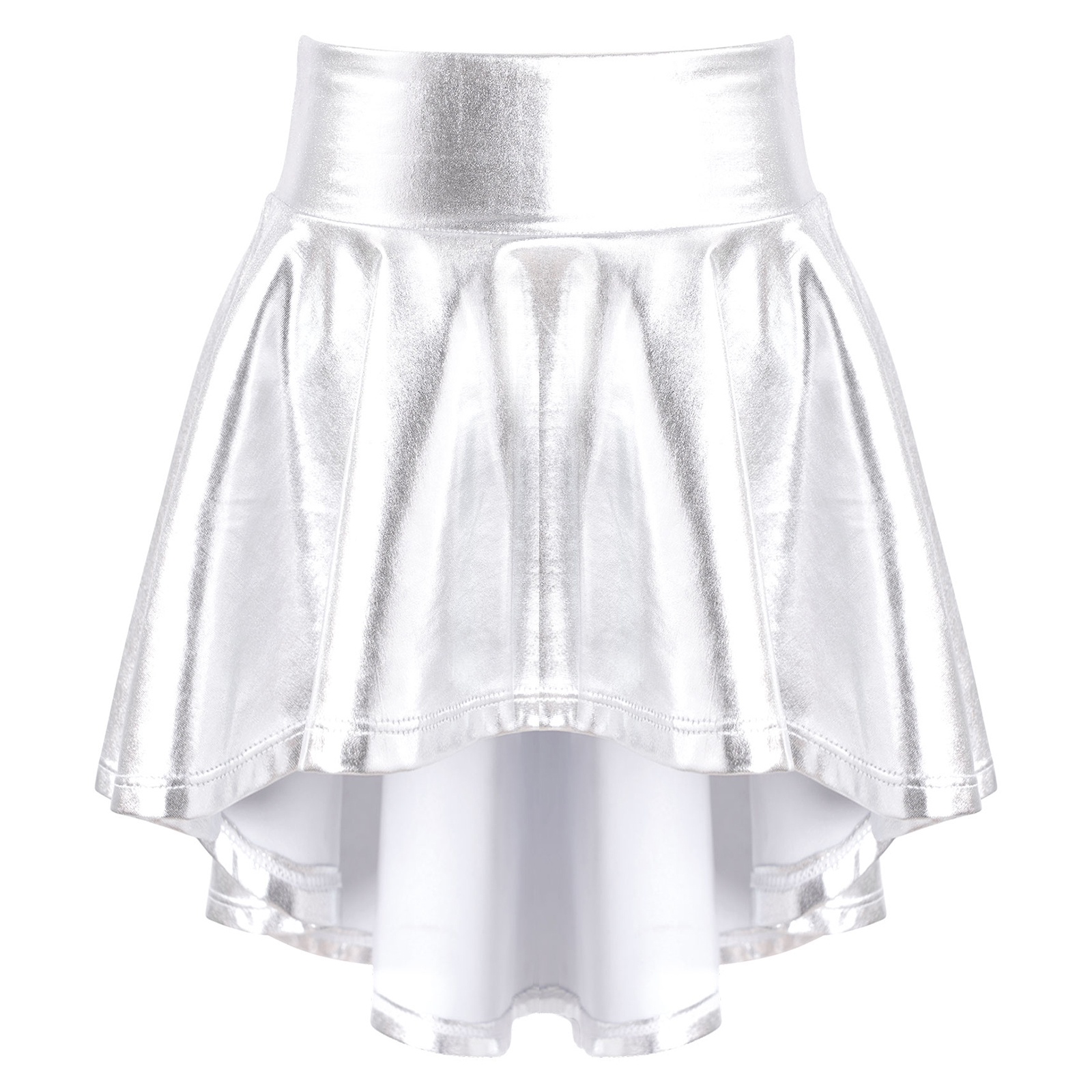 Kids Girls Ballet Dance Skirt Children Gymnastics Workout Practice Leotard Dance Dress Ballet Dancing Performance Mini Skirt: Silver / 14