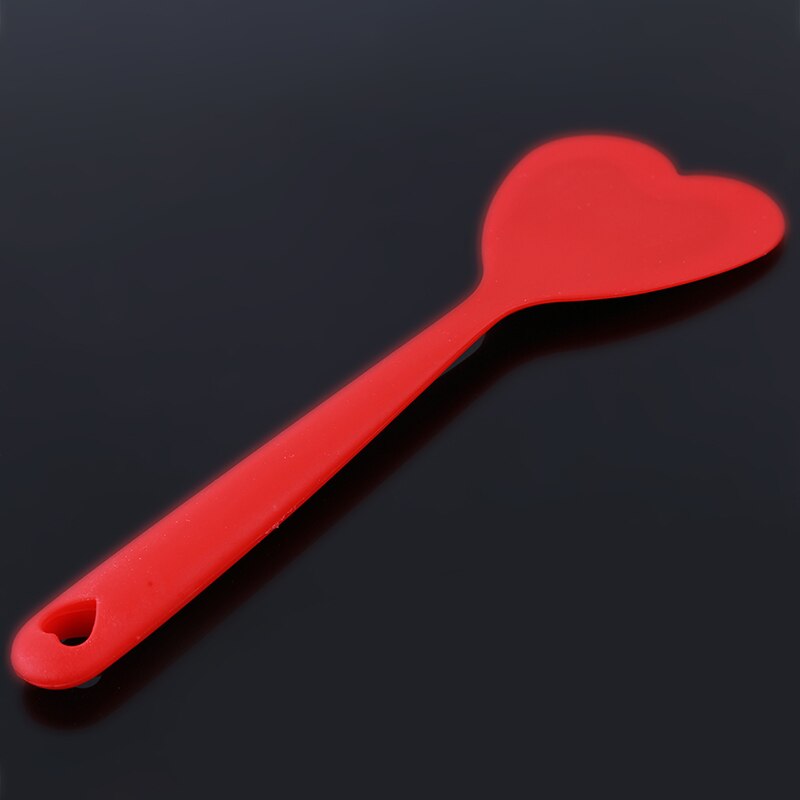 Spatule à Steak frit en forme de cœur | Ustensile de cuisine résistant à la chaleur en Silicone rouge, beaux accessoires de cuisine/outil