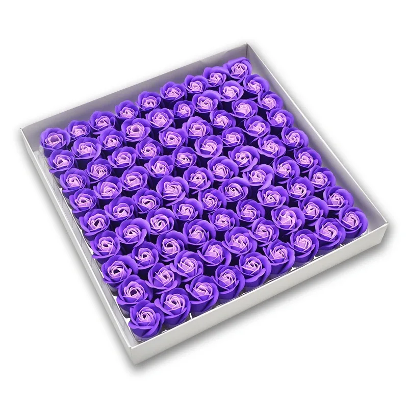 81/162 Uds 3,5x4cm flores artificiales 3 capas sin flores Base Floral rosas eternas San Valentín DIY ramo decoración de boda: XS / violet