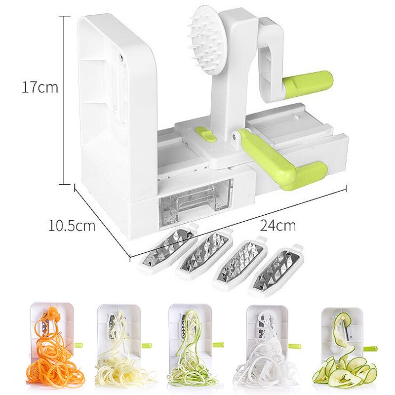 Trancheuse de légumes en spirale pour courgettes, pommes de terre Spaghetti avec 4 lames rotatives, ustensile de cuisine polyvalent