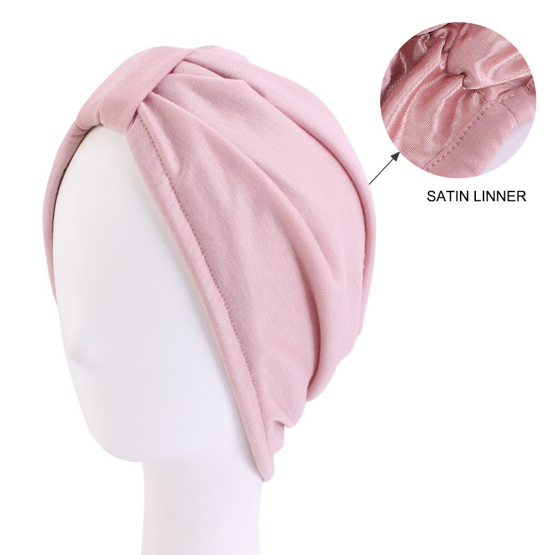 Chapeau turban musulman pour femme, hijab musulman, casquette de chimio contre le cancer, perte de cheveux islamique, écharpe de tête, doublure en satin, casquette arabe,