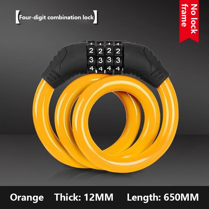 Candado antirrobo para bicicleta de montaña, candado de seguridad con combinación de código de 4 dígitos, accesorios para bicicletas: Yellow