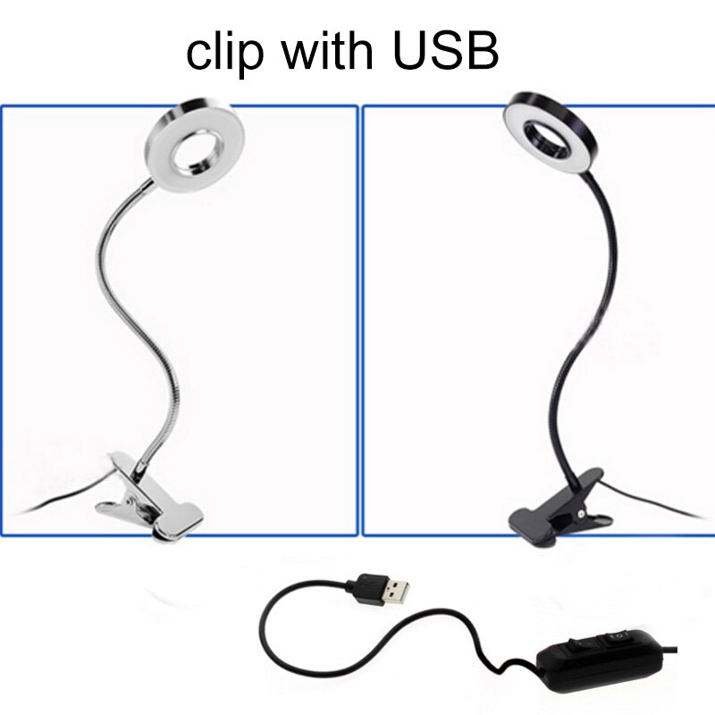 Usb oppladbart ledet-lys klipp-på fleksibel lesesenglampe bord skrivebordslampe bok bordbord sengelampe belysning nattbordsbelysning eu