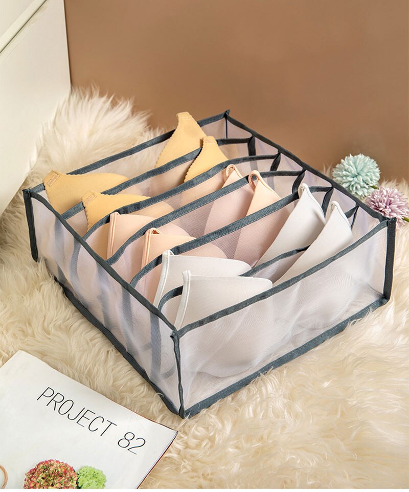 Organizador de armarios para calcetines, caja de almacenamiento de ropa interior separada, organizador de sujetador, cajas de cajones para dormitorio, 6/7/11 rejillas