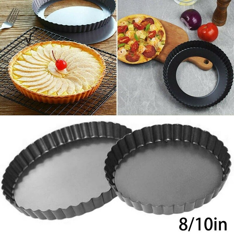 Pan Baking Tray Pie Tart Removable Bottom Pastry Mold Tools Loose Bottom Quiche Pan Tart and Quiche Pan: Light Grey