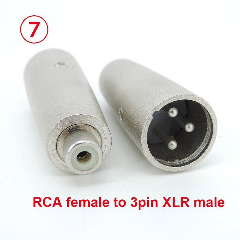 1pc audio Metal Microphone 3pin XLR Male female To 1/4" 6.35mm 6.5 Mic mono RCA male female Stereo Transform Converter Adapter: Gold