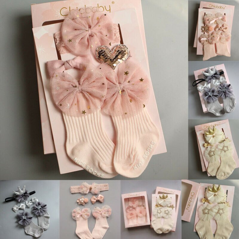 4 teile/sätze Neugeborenen Baby Mädchen Jungen Socken Spitze Rüschen Ballettröckchen Socken Rüschen Knöchel Prinzessin Anti Unterhose Socken + Stirnband