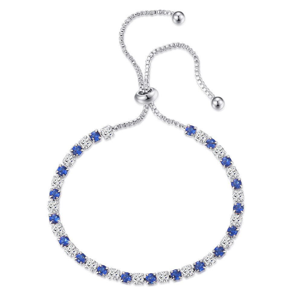 Tennis Bracelets For Women Simple Blue Round 3*3mm Zircon Rose Gold Color Girl's Bracelet Jewerlly Korean H055