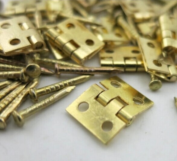 20 unids/set de bisagras de para casa de muñecas Mini Metal 1/12 con clavos para muebles en miniatura decoración del hogar Uso De puerta herramientas accesorio