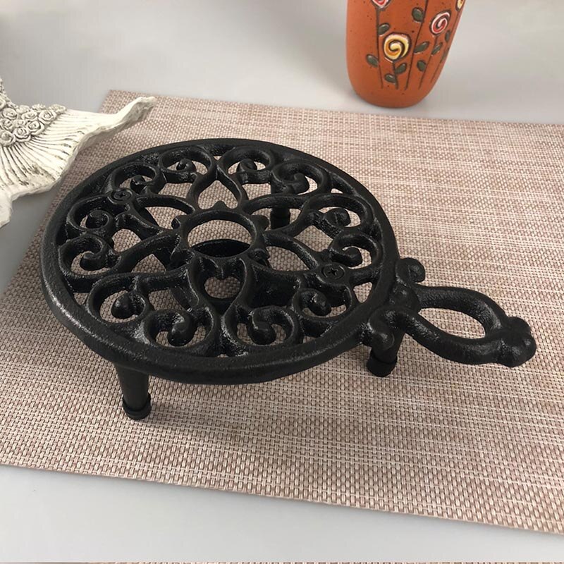Candle Holder Glass Teapot Warm Base Cast Iron Tea Stove Coffee Milk Wine Heating Warmer Base Vintage Crafts Teaware