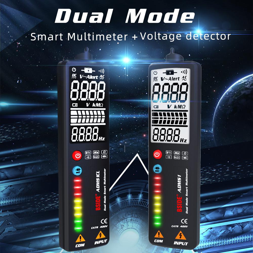 Multímetro Digital HiMISS 3 en 1, probador Detector de voltaje BSIDE ADMS1, multímetro voltímetro DC AC DMM Ohm Hz, prueba de continuidad NCV