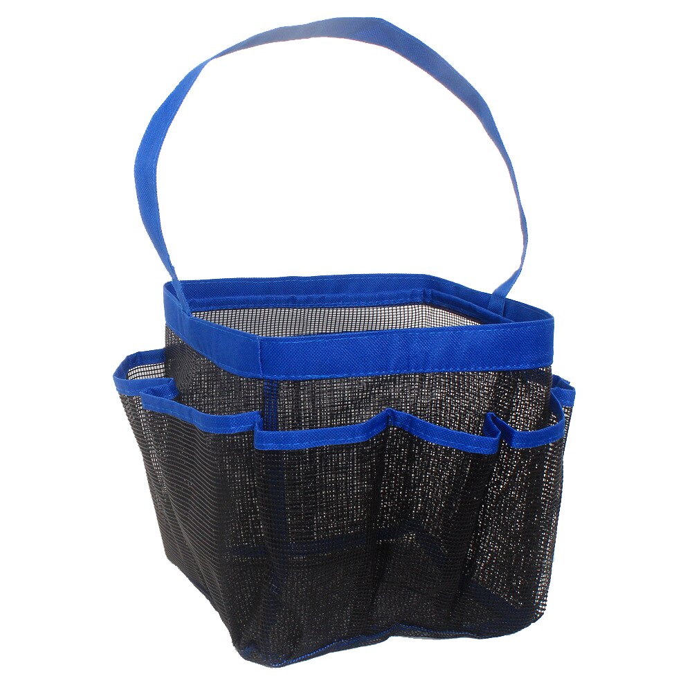Bolsas de mano de malla para ducha, neceser colgante Oxford y organizadores para el baño con 8 compartimentos de almacenamiento para accesorios de baño, color negro