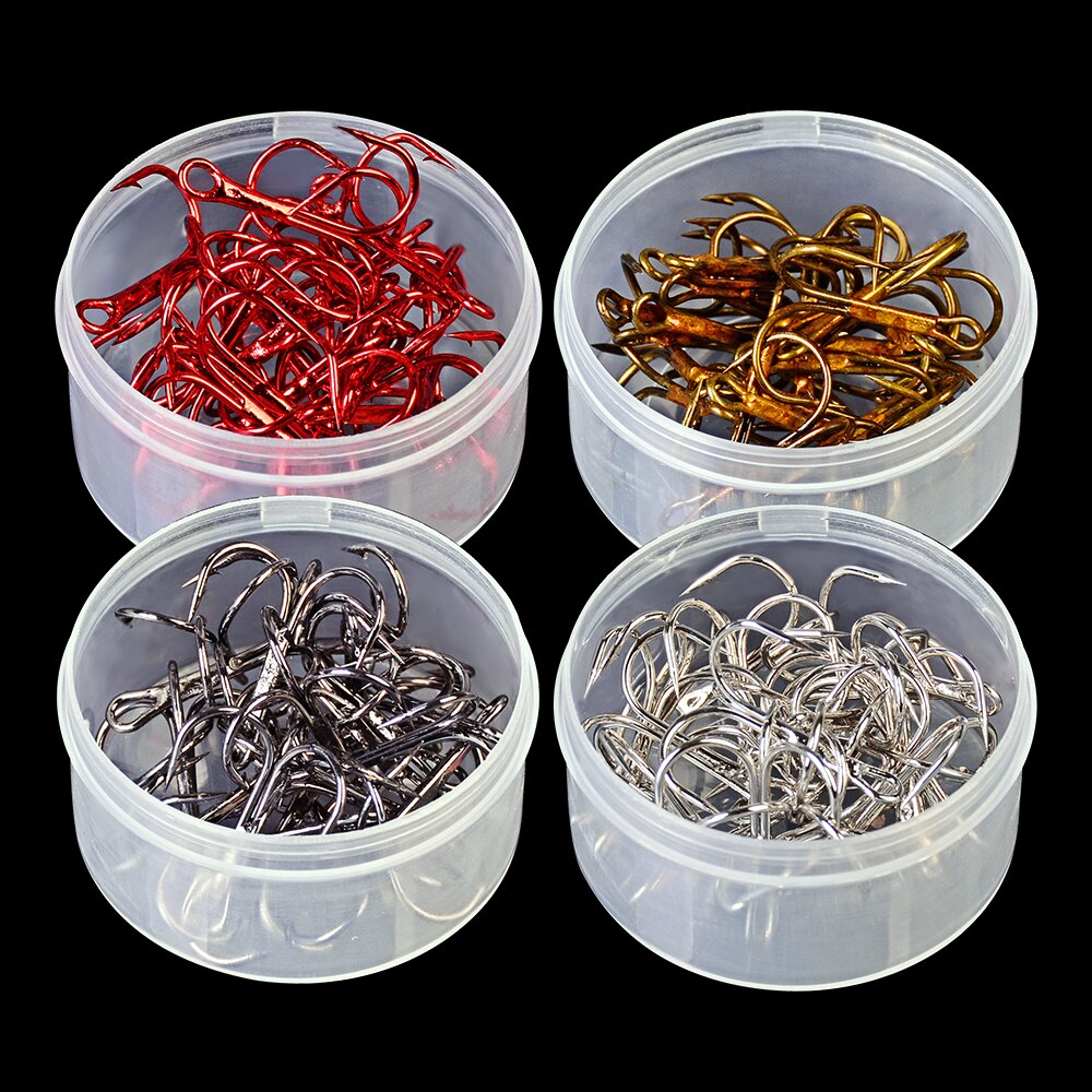 20pcs/Box Fishing Hook 2/4/6/8/10# Triple Fishhook High Carbon Steel Antirust Treble Hooks Carp Catfish Anzol Peche Tackle