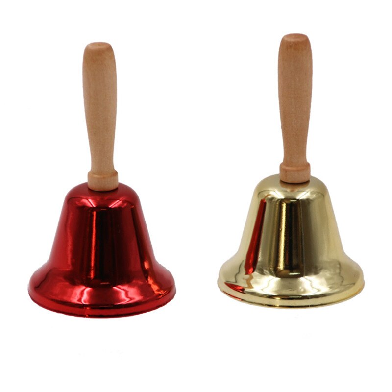 Metal Christmas Hand Bell Noble Reception Dinner Party Decor Jingle Bells Xmas Year Santa Party Celebrate Rattle Bells: Gold and Red