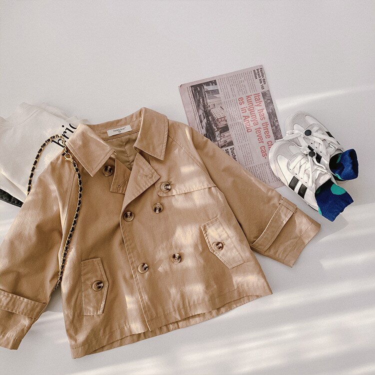 Spring Boy Girls Clothes Spring Double Breasted Children Trench Jackets Children Wind Coats Kids Loose Outwears for 2-7Y