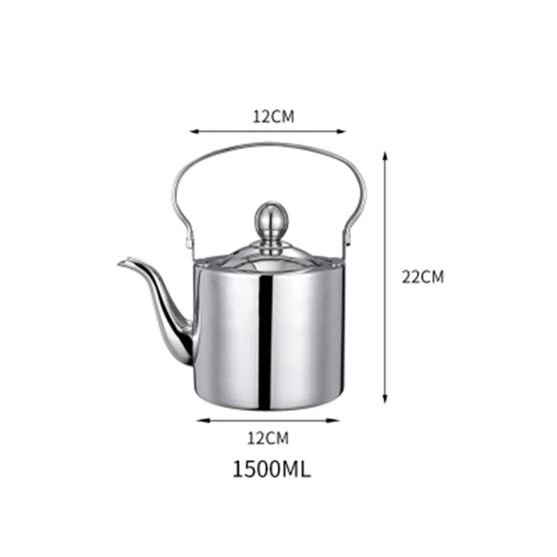 Stainless steel teapot thickened with kungfu tea small teapot brewing flower tea pot with filter screen Tea making teapot family: 1.5L-Actual1.2L
