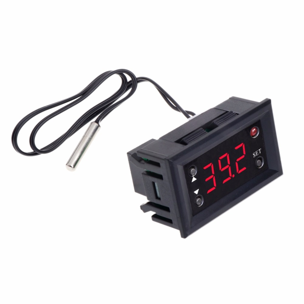 Termostato Digital W1218, controlador de temperatura DC 12V para incubadora con sonda roja