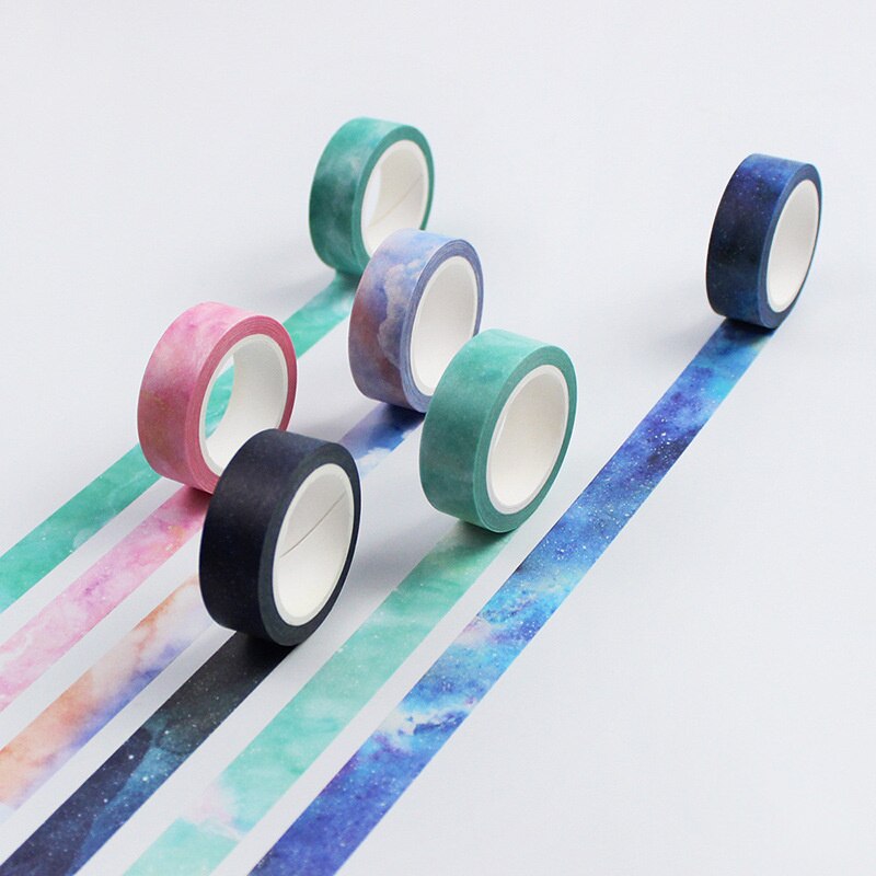 7 Pcs Sterrenhemel Nebula Papier Washi Tape Galaxy Star Lijm Masking Tapes Dagboek Album Journal Decoratieve Stickers H6187