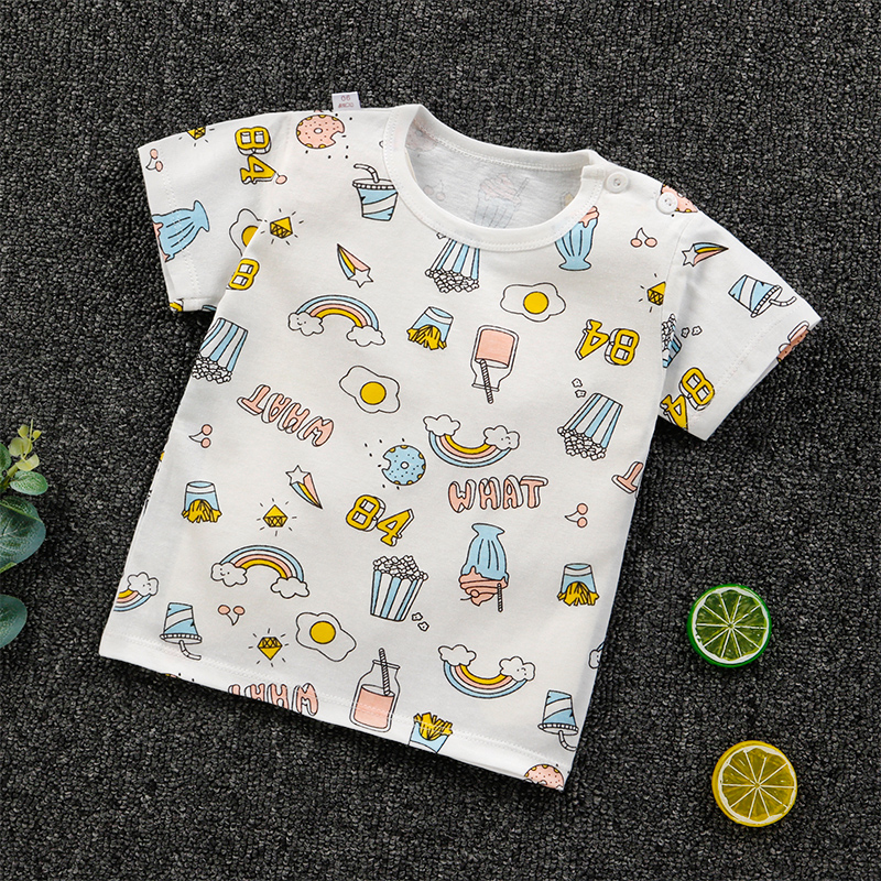 子供の夏のラウンドネックコットンソフトで快適な通気性漫画かわいいプリントベビー tシャツ