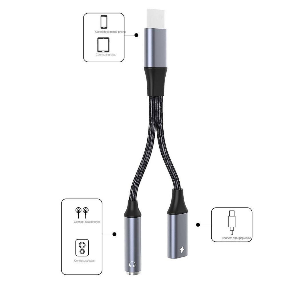 AUX-Kabelsplitter, 3 5 mm Klinke, 2-in-1-Audio--Adapter, IOS auf 3,5 mm Stecker auf Buchse, Musik hören, AUX-Buchse, Kopfhörer