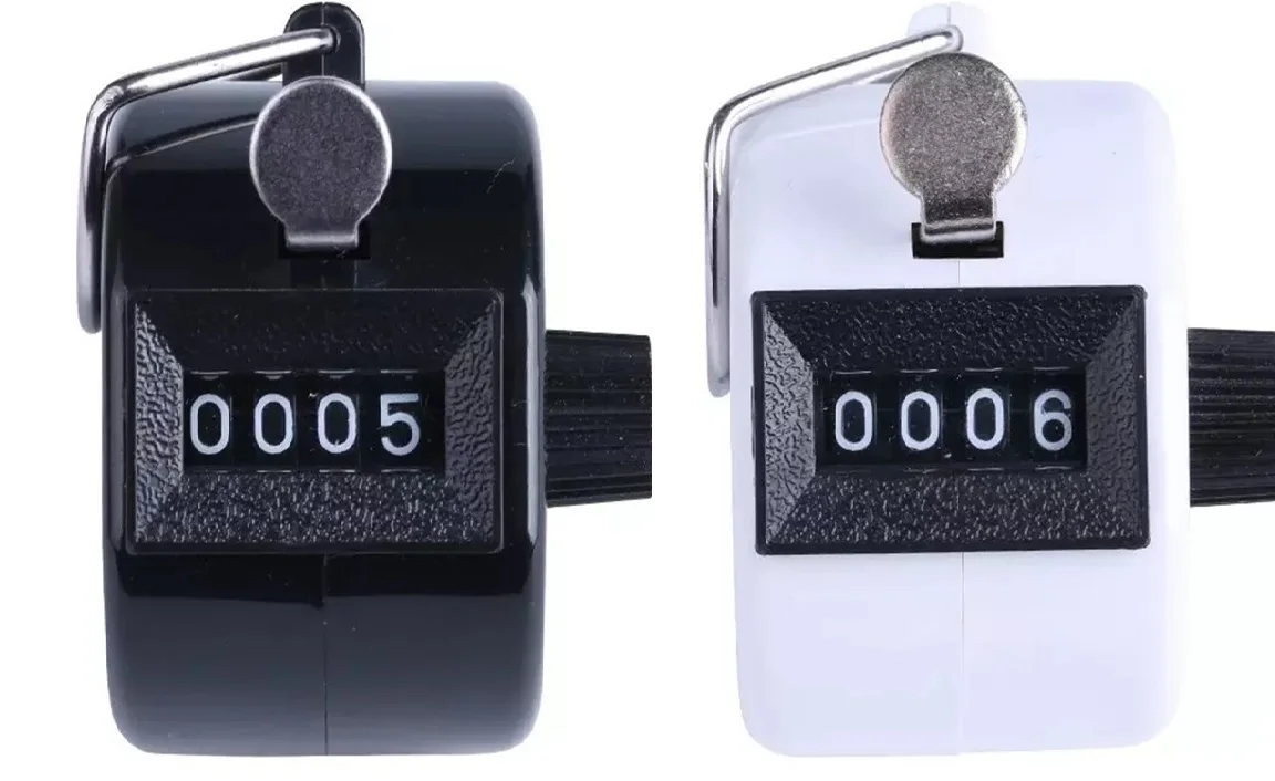 Handheld 4 Digitale Teller Mechanische Handmatige Palm Clicker Nummer Telling Diverse 8 Kleuren Teller Teller Aantal Teller: Black
