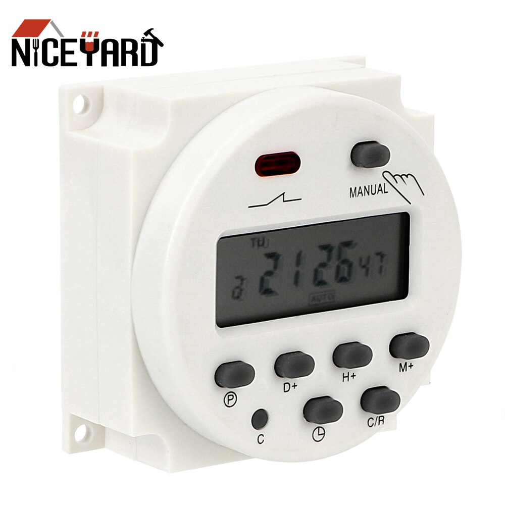 NICEYARD Time Control Switch AC 220-250V Digital LCD Electronic Daily Weekly Programmable Timer Auto On/Off Relay