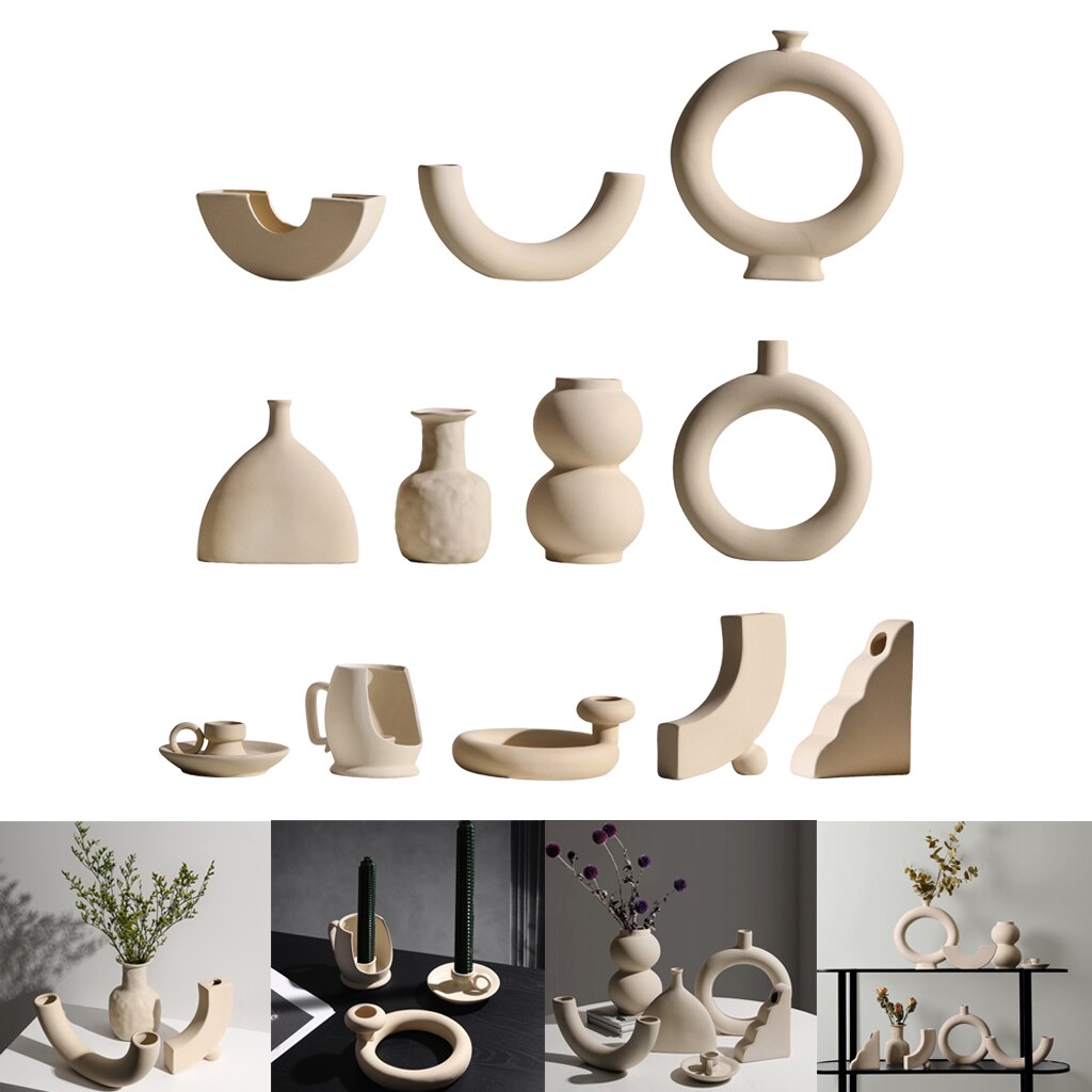 Nordic Style Ceramic Vase Decorative Flower Vase Art for Home Decorations Crafts Housewarming