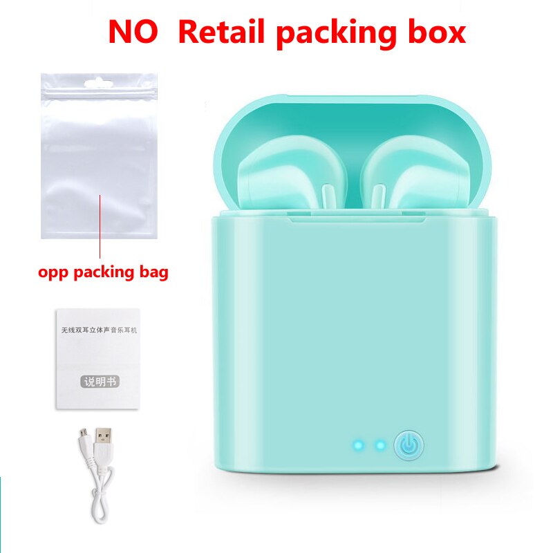 I7s Mini Portable Bluetooth Headphones Wireless Earphones With Charging Box bluetooth Earbuds upgrade Macaroon Candy colors: GREEN no box