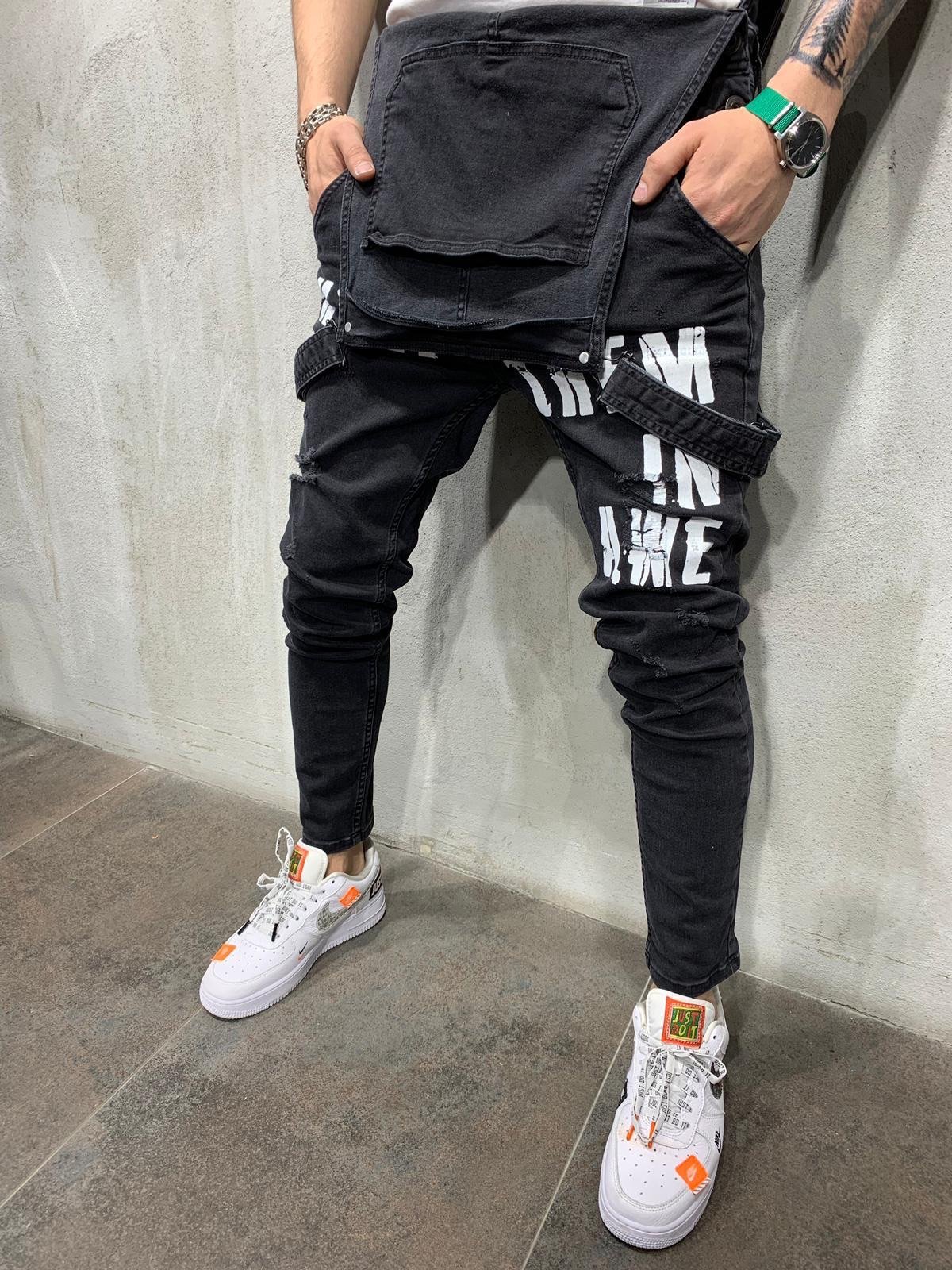 Combinaison en jean déchiré pour hommes, été , salopette en jean Slim à la , pantalon à bretelles, directe internationale, S-3XL