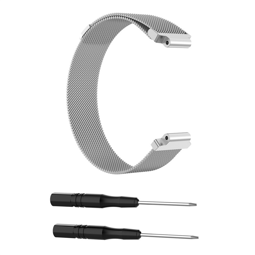 Milanese urrem til garmin forerunner 235/735xt/220/620/630/s20/s5/s6/ gps sport metal smart urbånd magnetisk armbånd: Sølv / L 240mm