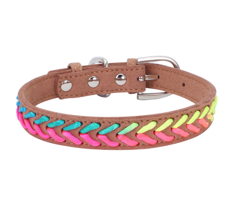 Braided Dog Collars Soft Suede for Small Medium Dog Pet Puppy Chihuahua: S / WHITE